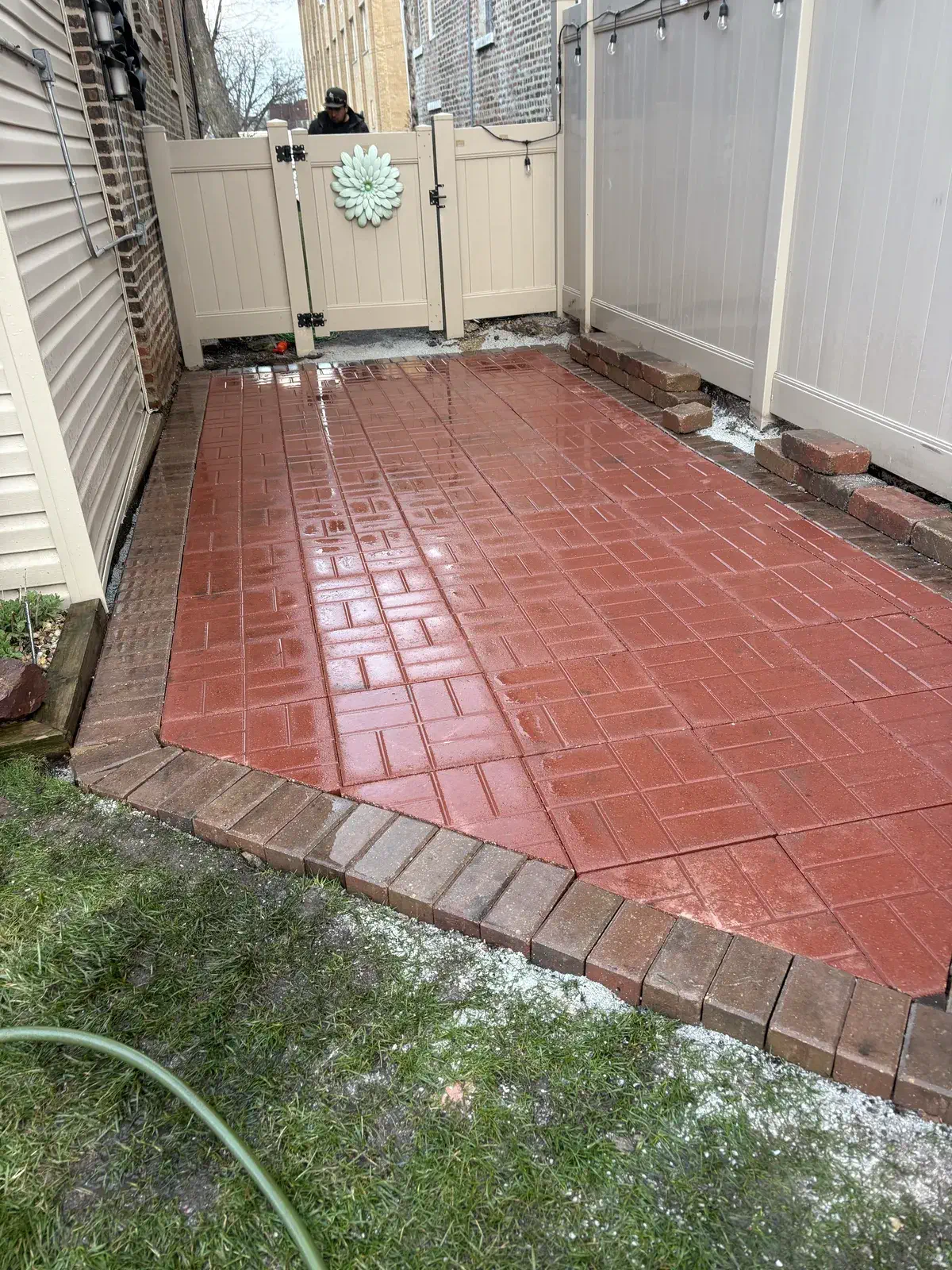 Red paver patio install